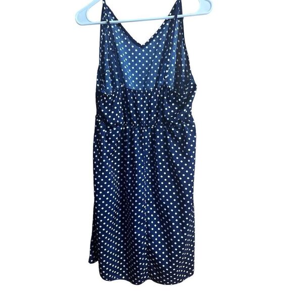 SHEIN Curve Plus Size 0X Navy Blue Polka Dot Midi Cami Dress V-Neck Sleeveless - Picture 2 of 5